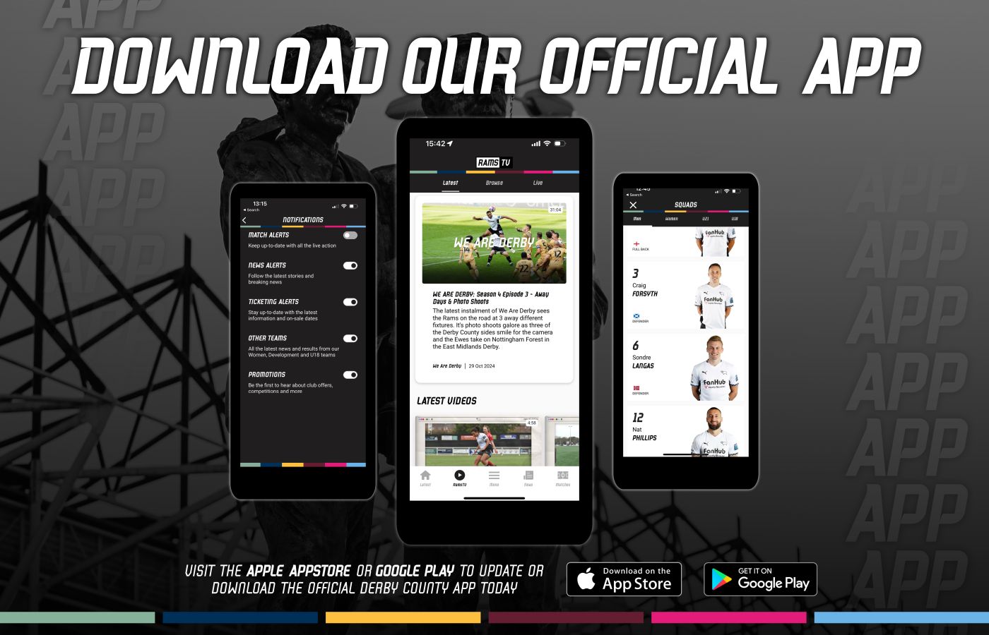 “德比郡全新官方应用上线！随时随地掌握公羊队最新动态”